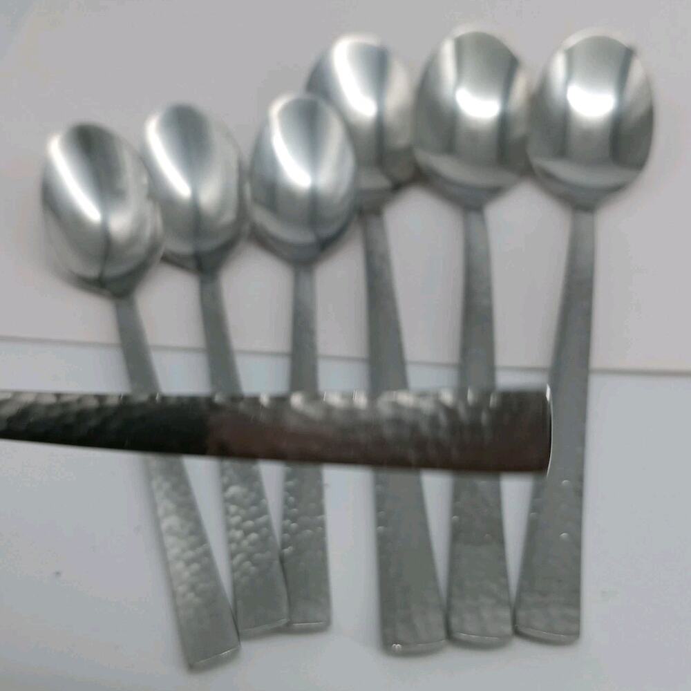 7X Spoons Splendide 18/10 Stainless Flatware Hammered Mali David Shaw Table Tea